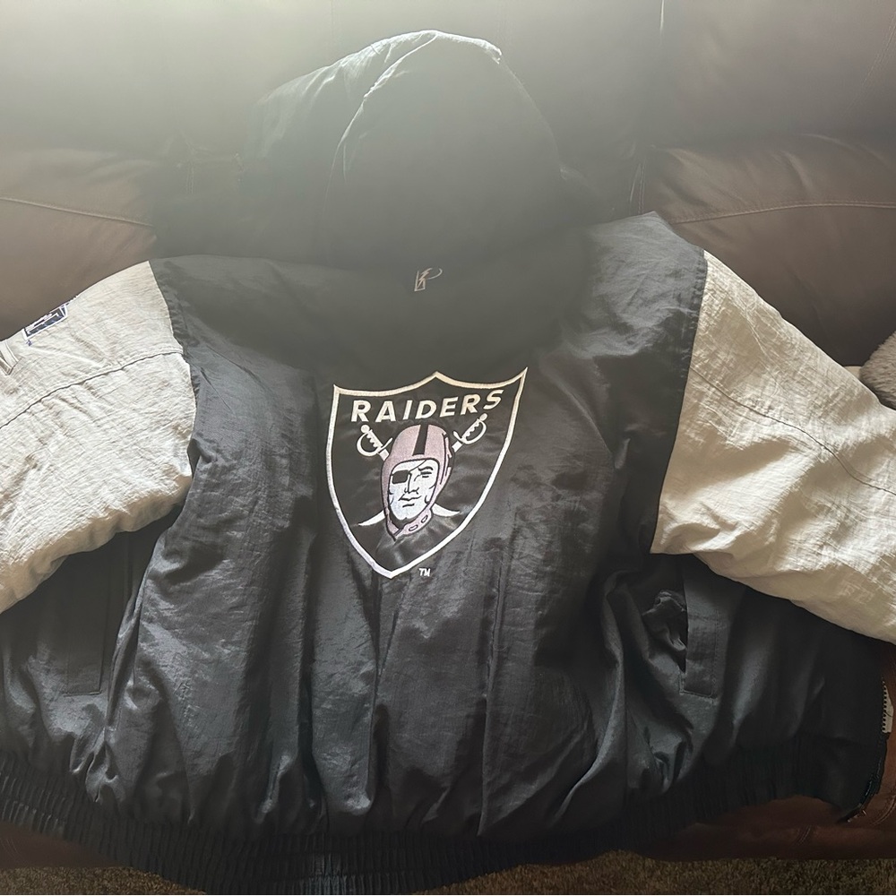 NFL Raiders Black and White Puffer Jacket